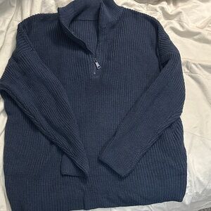 Men's Navy Blue Half-Zip Sweater
